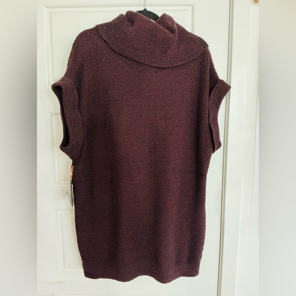 DEX Womans Plus Size 2X Black Purple Cap Sleeves Pullover Cowl Neck Sweater NWT - Picture 3 of 3